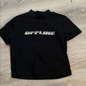 F21: Black “offline” crop top